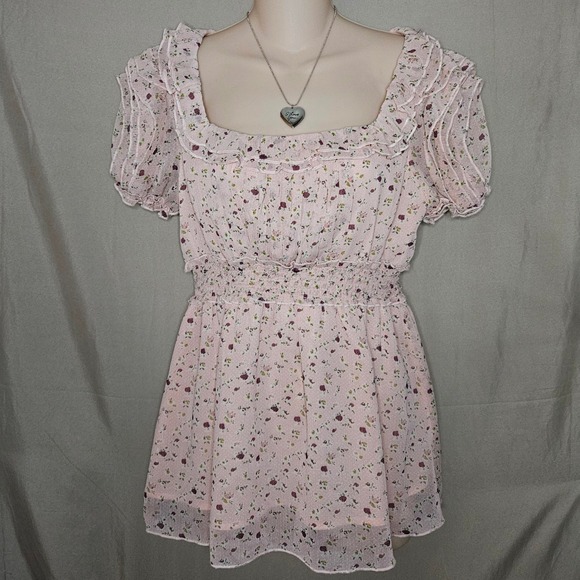 Lapis‎ Romantic Floral Ruffle Blouse Top - Picture 1 of 5